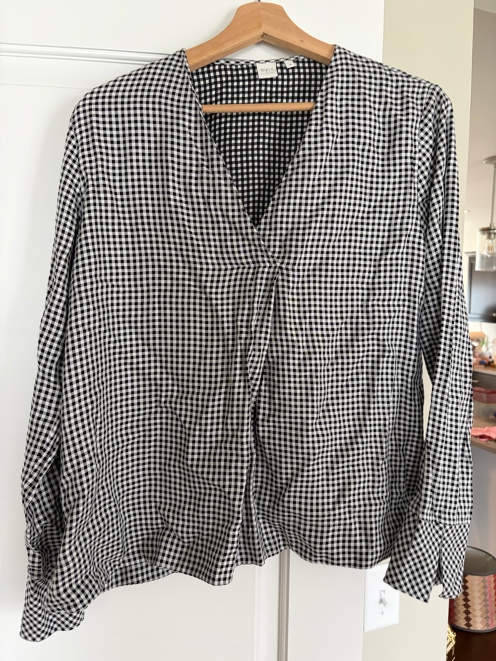 Eterna Black and White Gingham Blouse